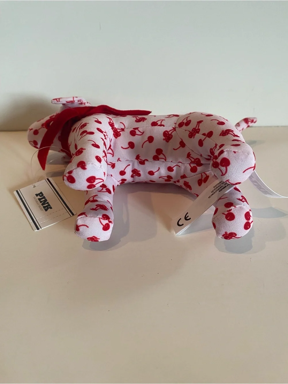 PINK Victoria's Secret Red Cherry Pattern Plush dog - Picture 4 of 5